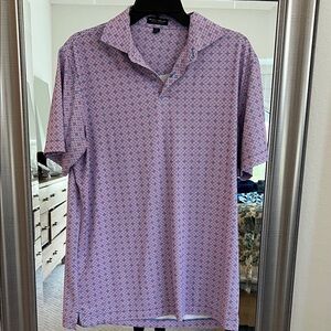 Peter Millar Pink and Blue Patterned Polo